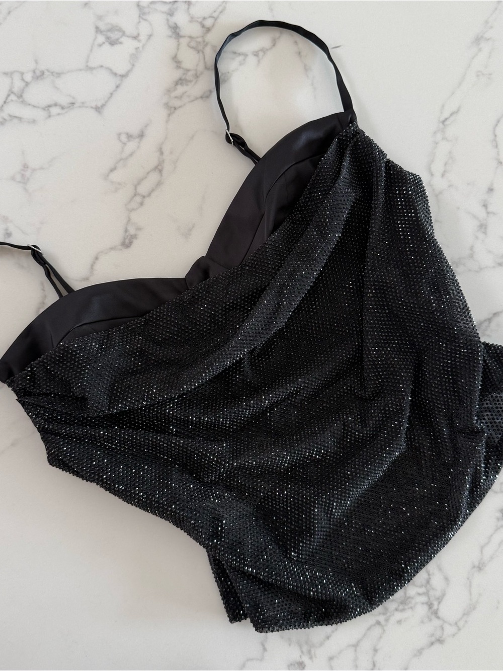 Oh Polly Armelia Embellished Peekaboo Cowl-Neck Top - Black - Size 4 - Picture 2 of 5